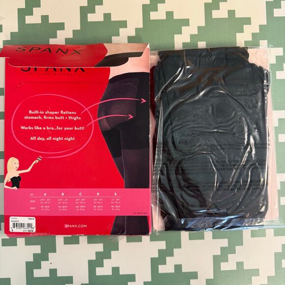 Spanx Bootyfull Opaque All Day Shaping Tights Pantyhose Hosiery Black Size E NWT - Picture 4 of 5